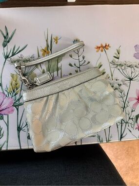 Coach Silver Signature Wristlet